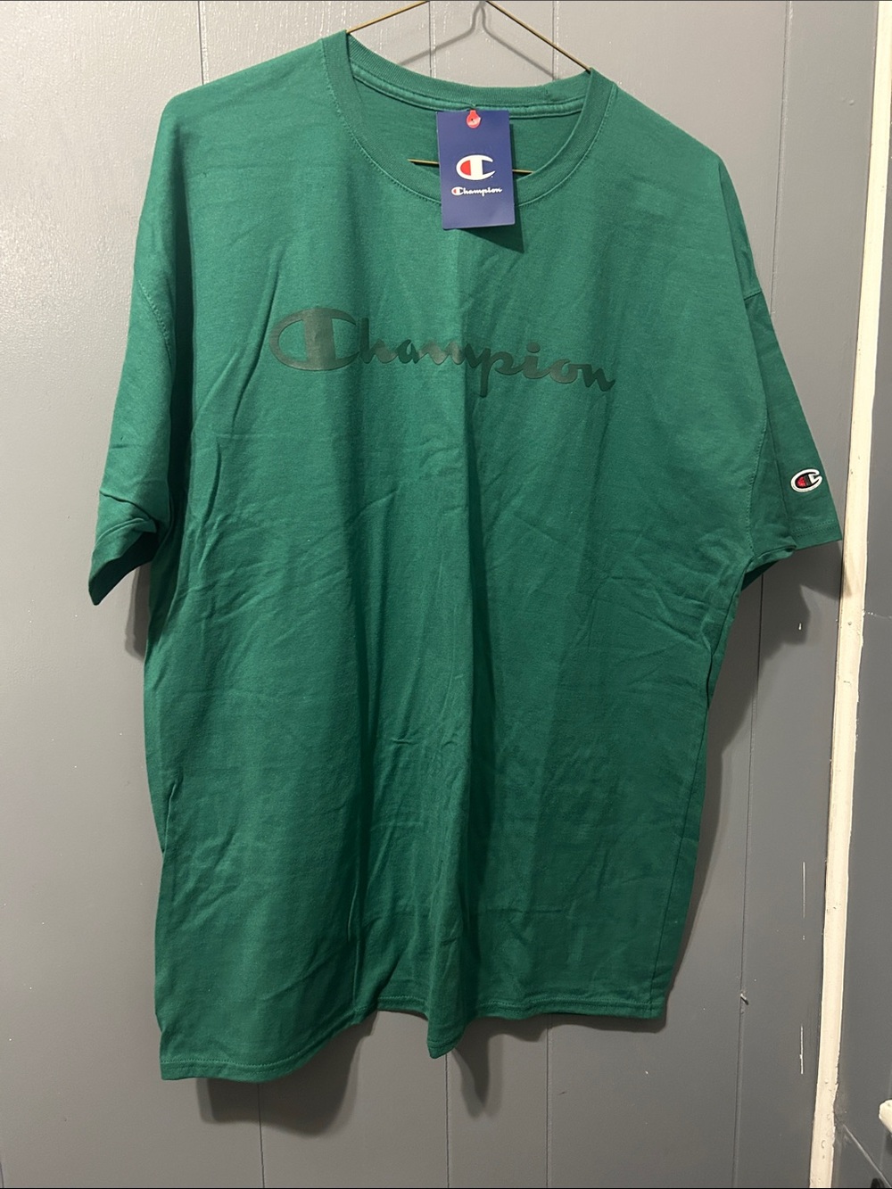 Champion Green Logo Short-Sleeve Tee